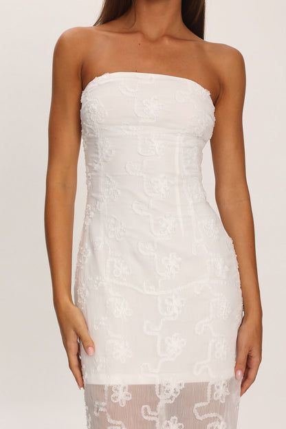 Arlise Strapless Lace Maxi Dress White