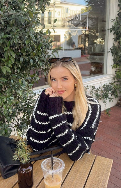 Belmont Black And White Striped Sweater