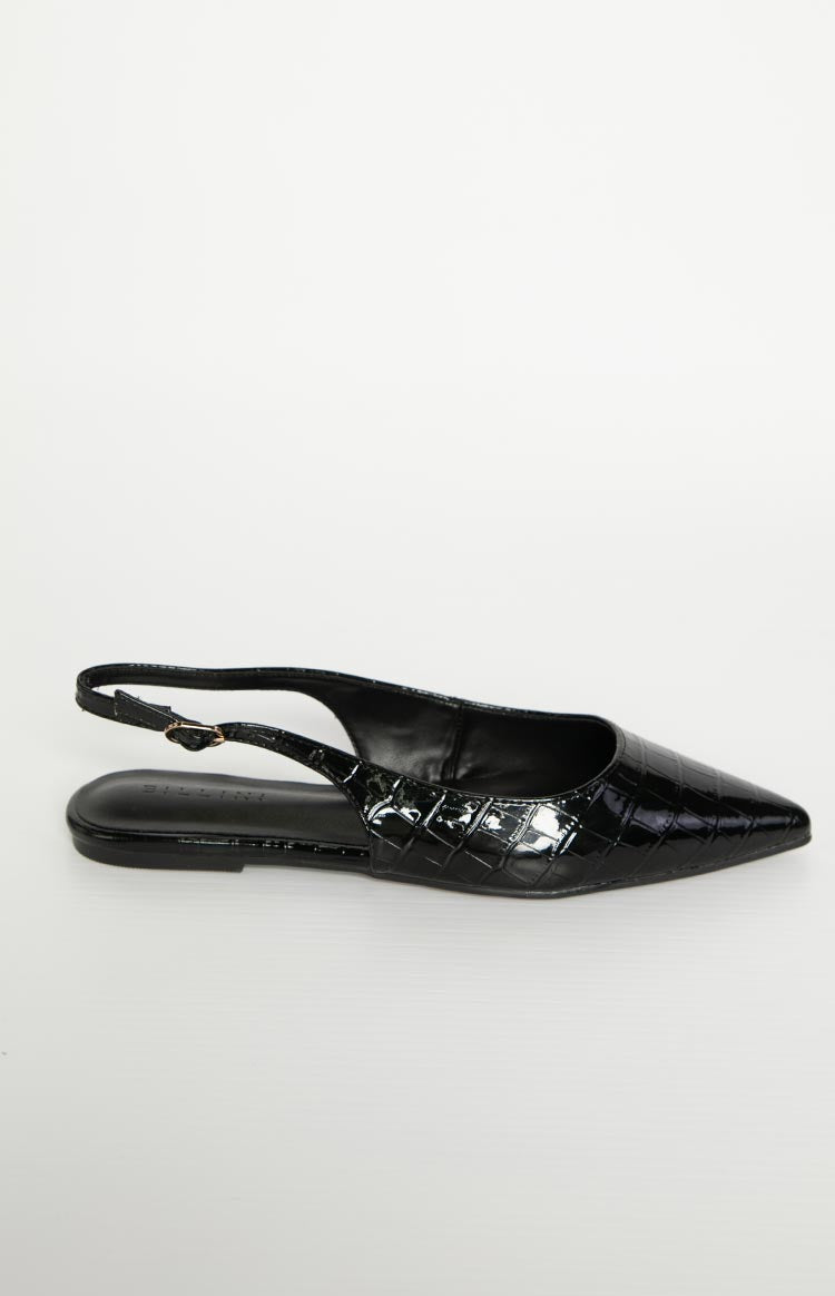 Billini Henna Black Patent Croc Mule