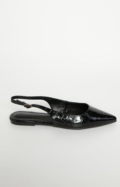 Billini Henna Black Patent Croc Mule