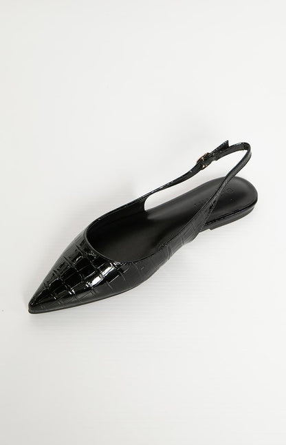 Billini Henna Black Patent Croc Mule
