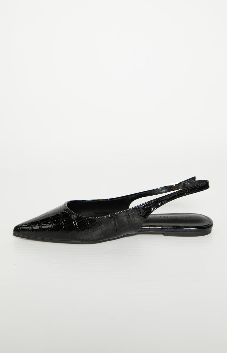 Billini Henna Black Patent Croc Mule