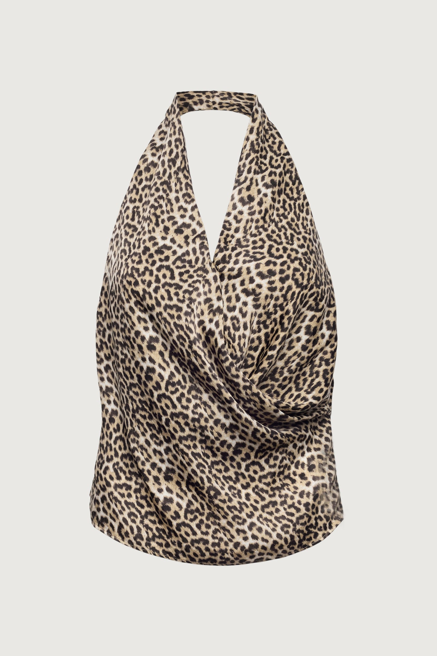 SATIN HALTER COWL NECK TOP