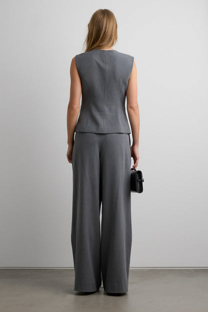 HIGH NECKLINE BUTTON UP VEST