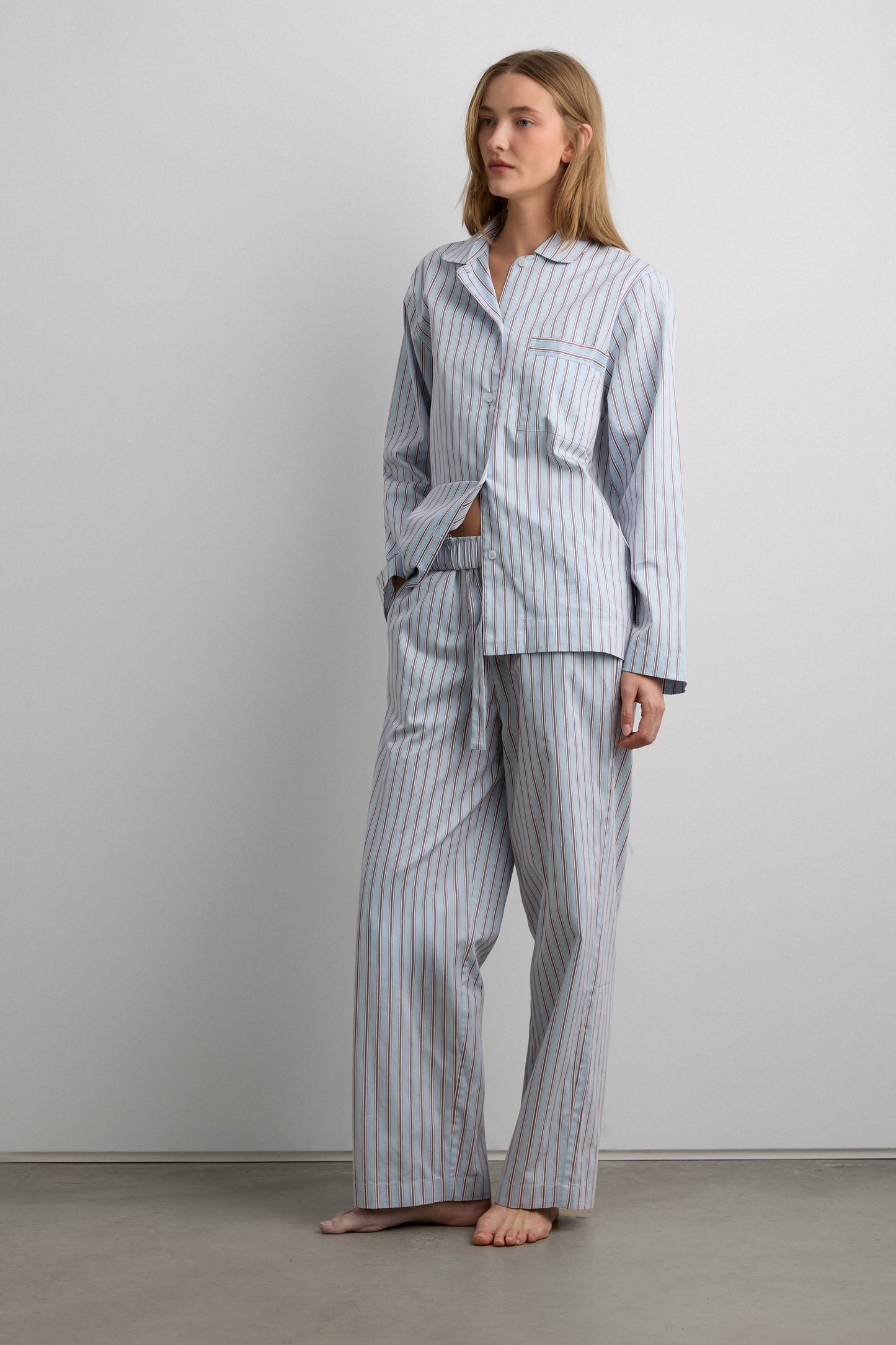 STRIPED BUTTON UP PAJAMA SHIRT