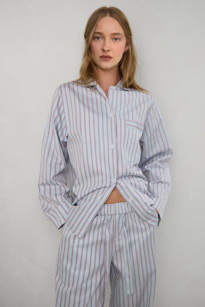 STRIPED BUTTON UP PAJAMA SHIRT