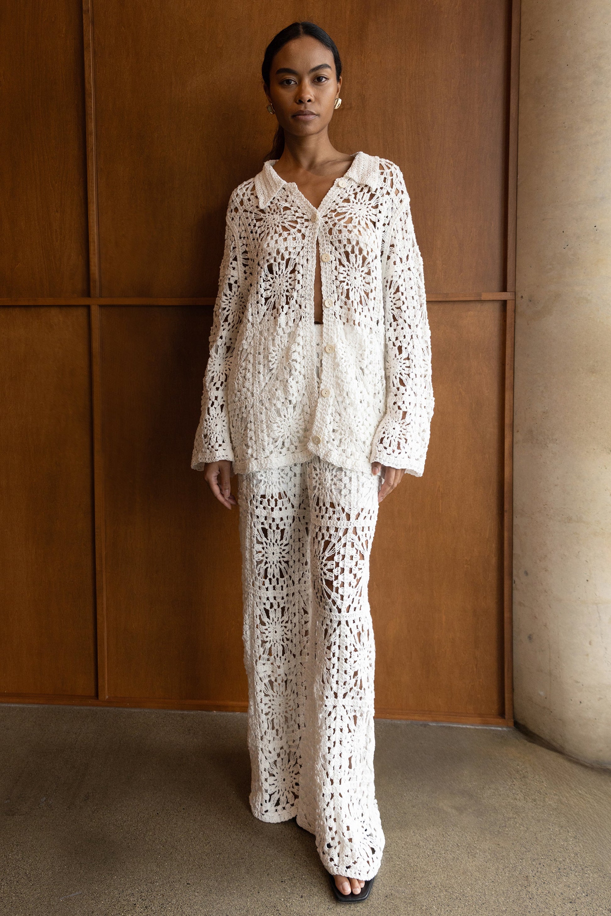 CROCHET BUTTON UP SHIRT
