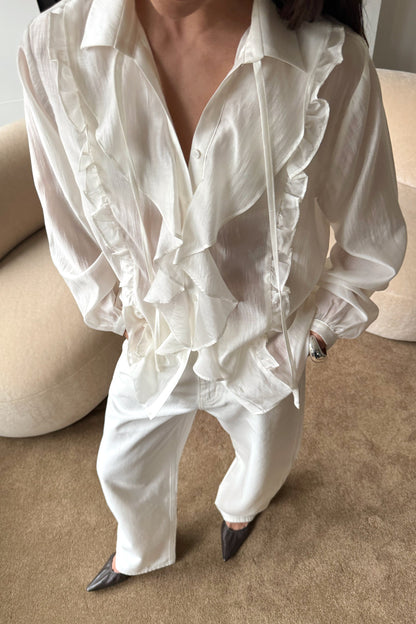 RUFFLE TIE BLOUSE