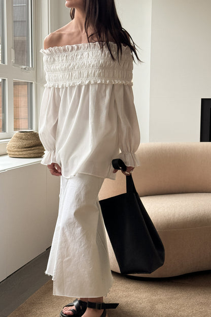 OFF SHOULDER RUCHED BLOUSE
