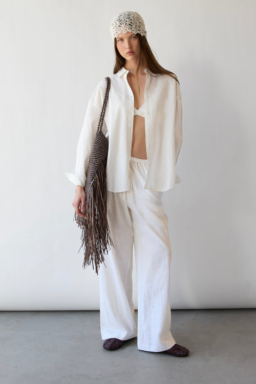 LINEN BLEND BUTTON UP SHIRT