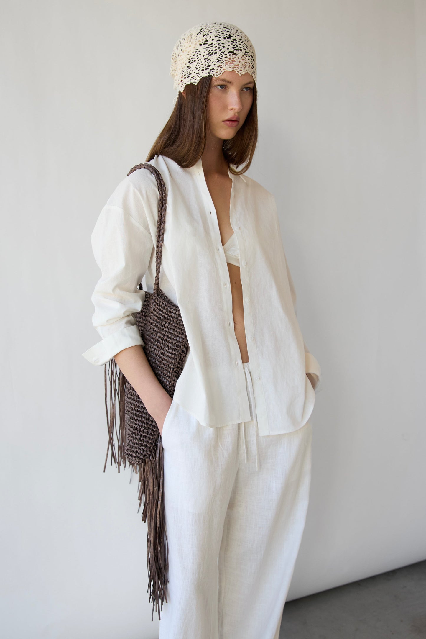 LINEN BLEND BUTTON UP SHIRT