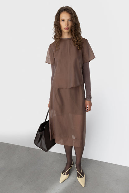 ORGANZA SHEER BACK SLIT TOP