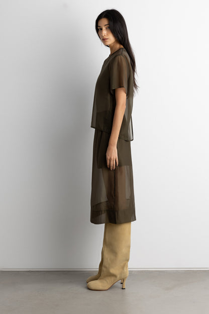 ORGANZA SHEER BACK SLIT TOP