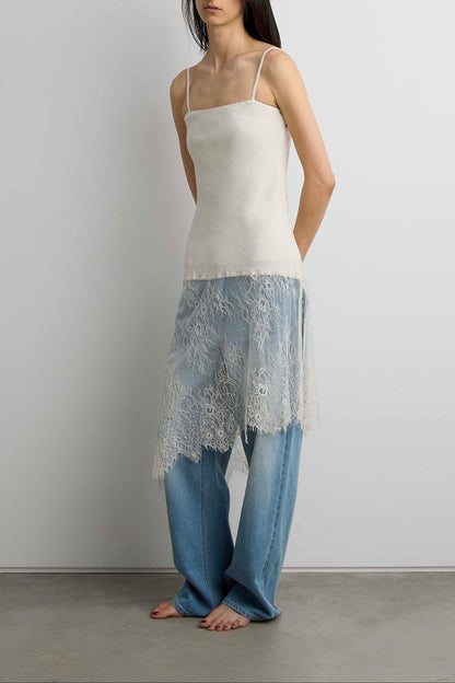 LACE PANELLED ASYMMETRICAL CAMISOLE
