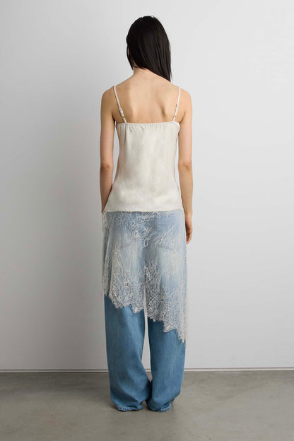 LACE PANELLED ASYMMETRICAL CAMISOLE