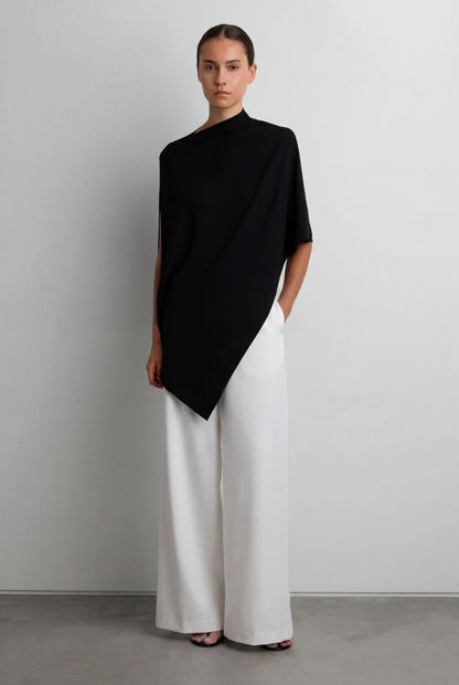 ASYMMETRICAL DRAPE CAPE TOP