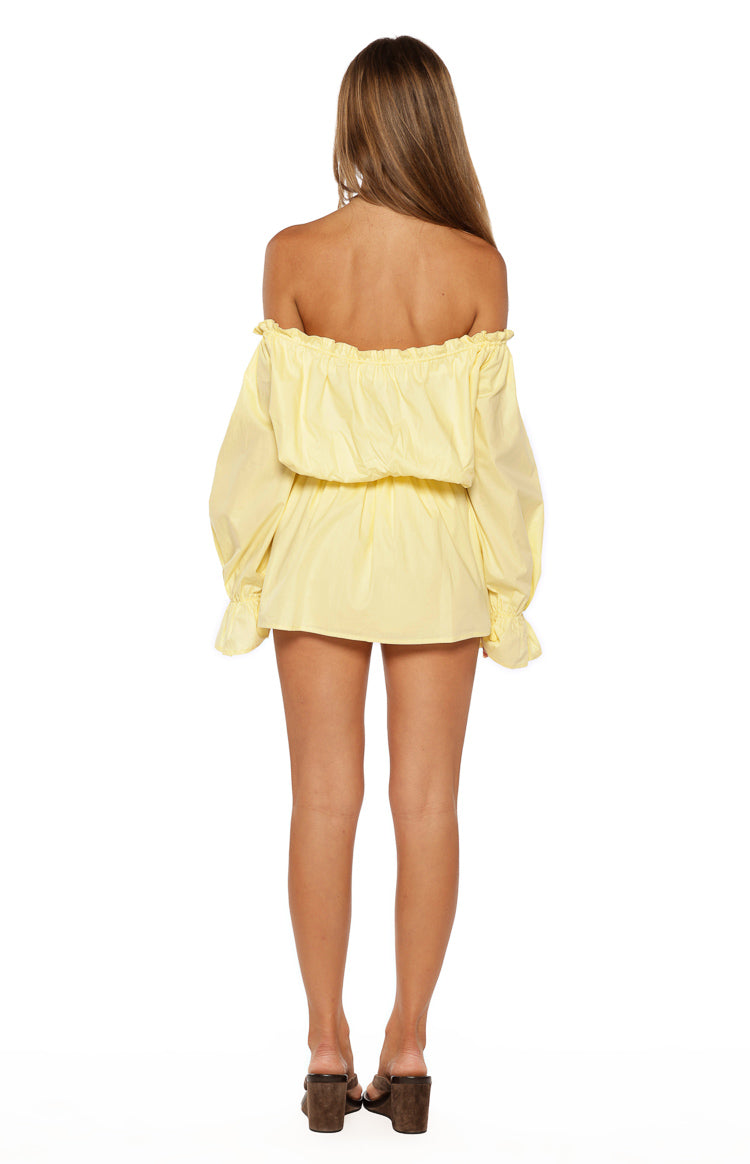 Bode Yellow Bardot Mini Dress