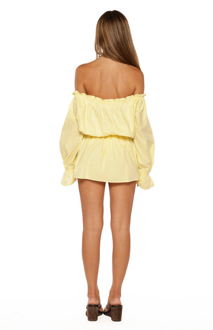 Bode Yellow Bardot Mini Dress
