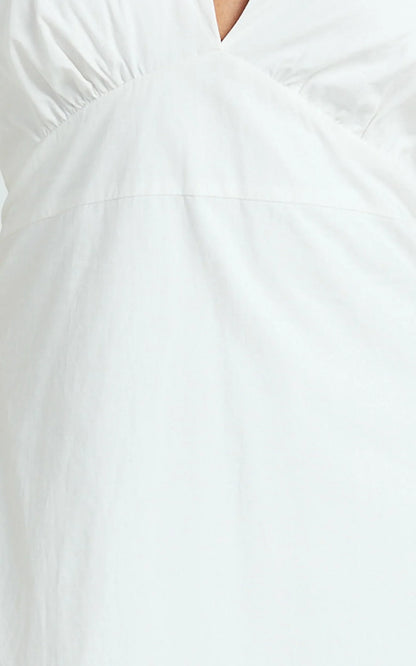 Connor Maxi Dress - Halter Neck Tie Back Dress in White