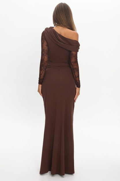 Breonna Front Split Maxi Skirt Chocolate