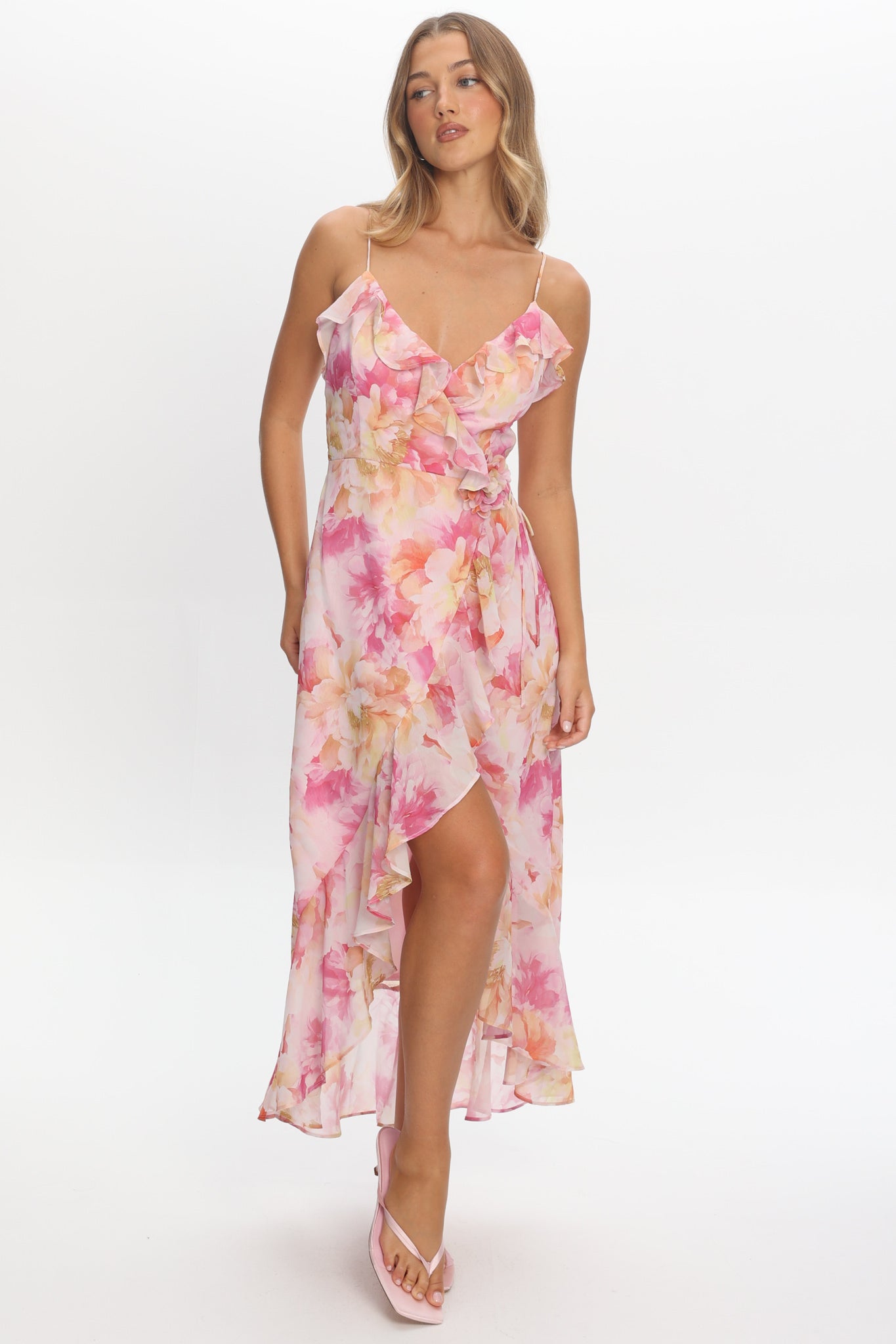Valora Floral Maxi Dress Pink