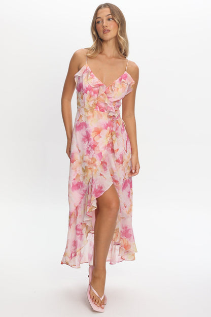 Valora Floral Maxi Dress Pink