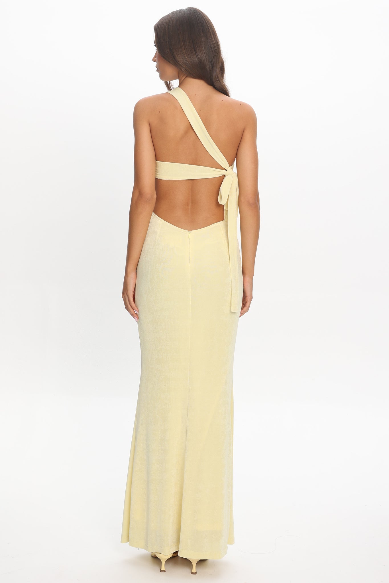 Olaya Cut-Out Lace Trim Maxi Dress Yellow