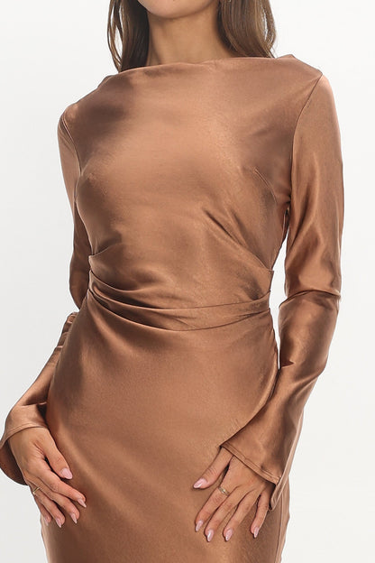 Loveland Cowl Back Midi Dress Brown