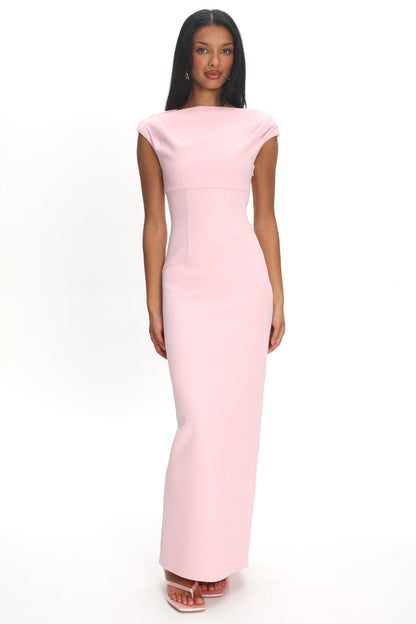 Milos Cap Sleeve Maxi Dress Textured Pink