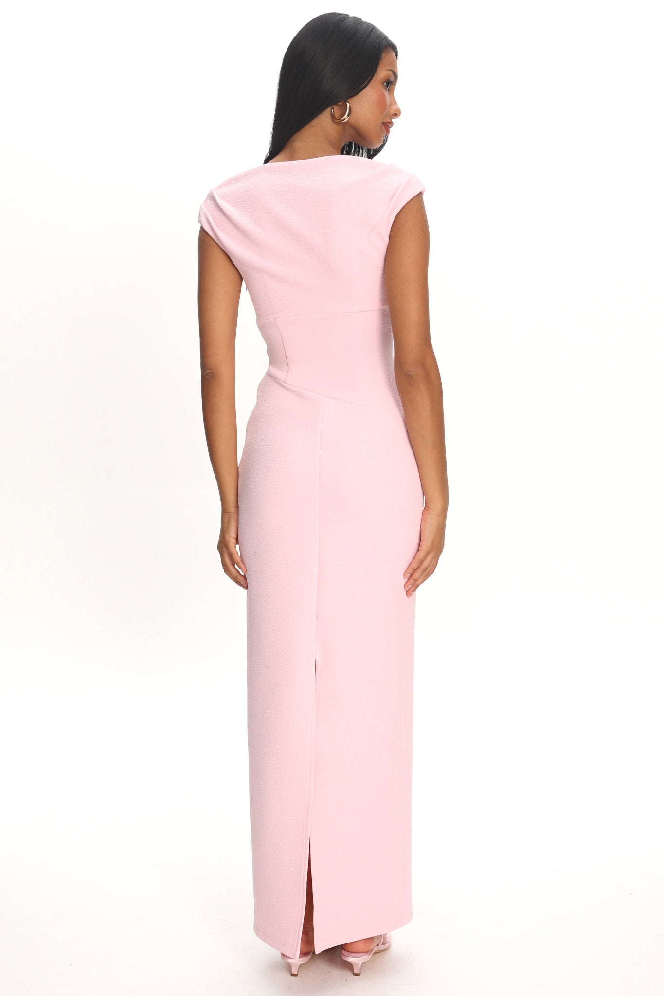 Milos Cap Sleeve Maxi Dress Textured Pink