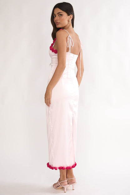 Delyse Rosette Trim Maxi Dress Pink