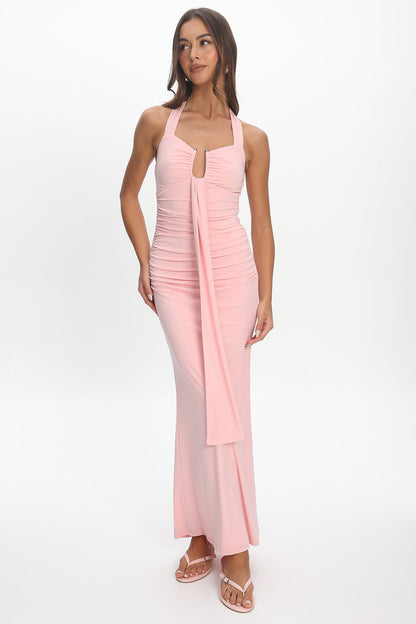 Opera Drape Bust Maxi Dress Pink