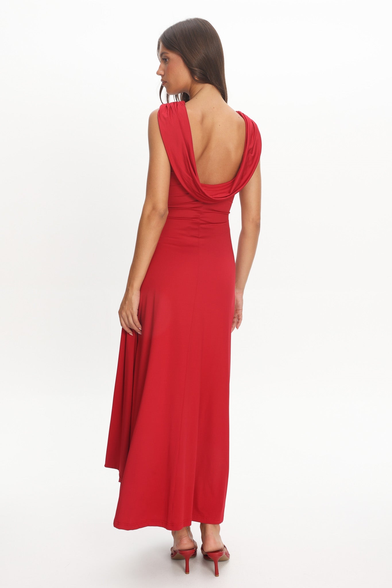 Amorah Cowl Back Maxi Dress Cherry