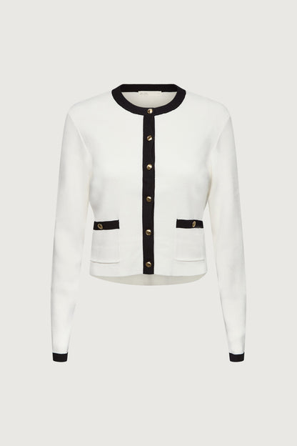 CONTRAST TRIM BUTTON FRONT CARDIGAN