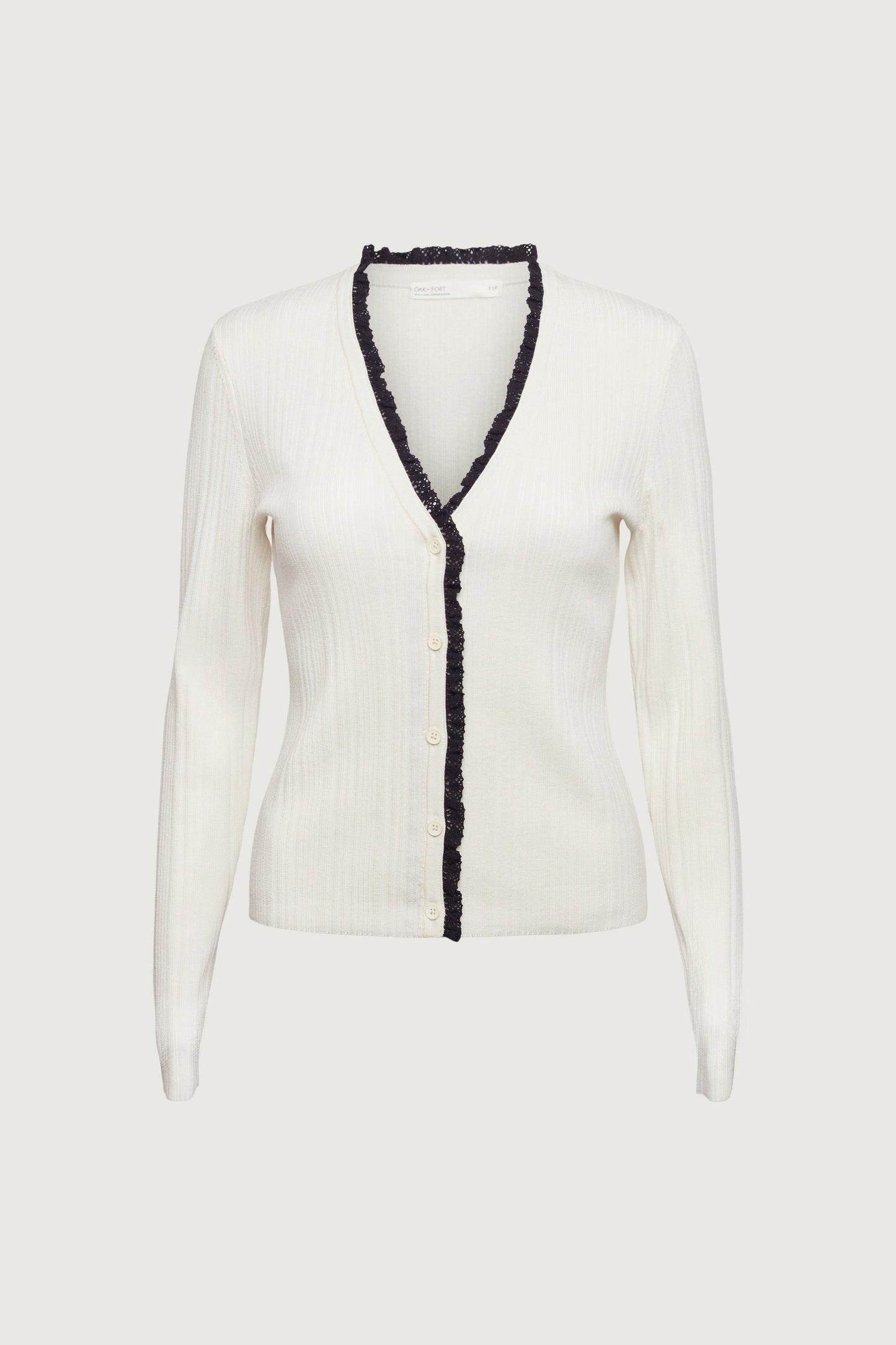LACE TRIM BUTTON FRONT CARDIGAN