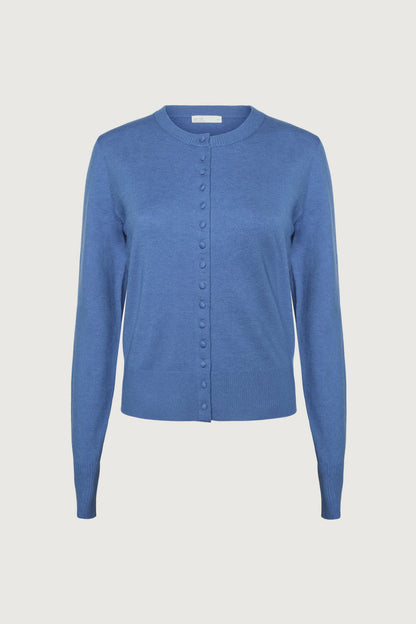 KNIT COVERED BUTTON FRONT CARDIGAN