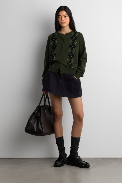 ARGYLE BUTTON FRONT CARDIGAN