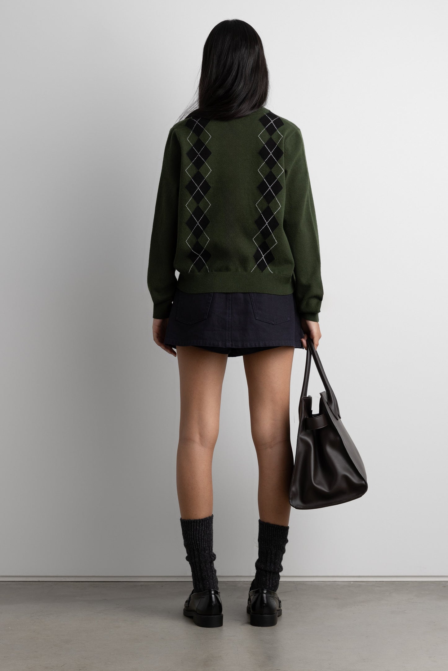 ARGYLE BUTTON FRONT CARDIGAN