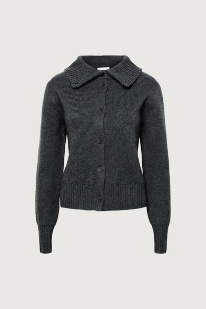 HIGH COLLAR BUTTON FRONT CARDIGAN
