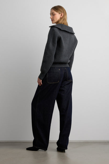 HIGH COLLAR BUTTON FRONT CARDIGAN