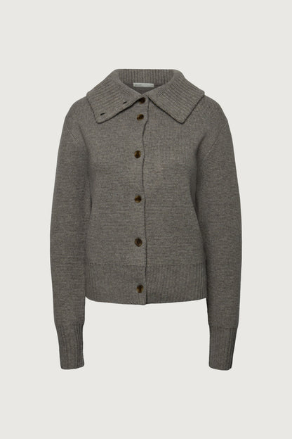 HIGH COLLAR BUTTON FRONT CARDIGAN
