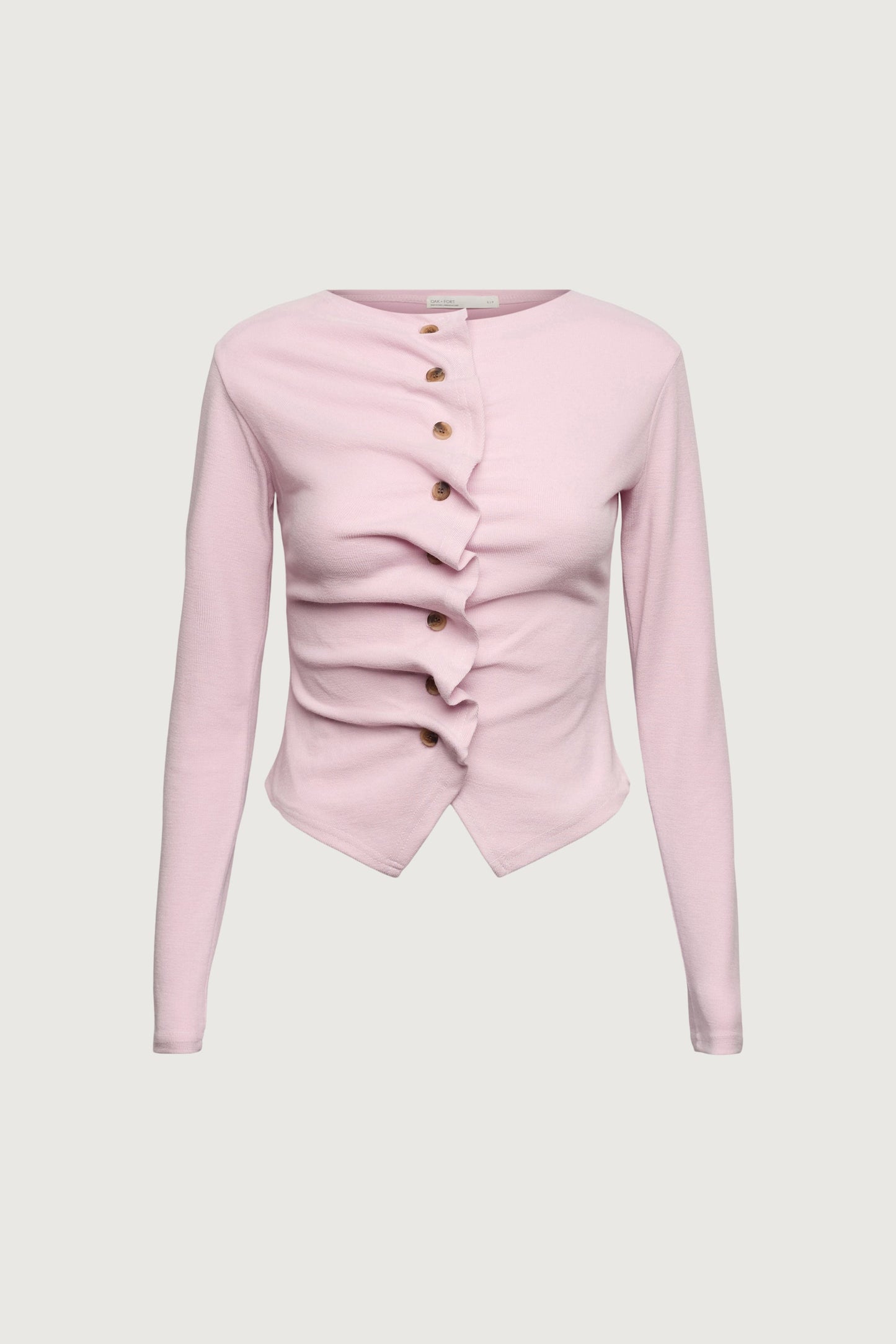 RUFFLE PLACKET BUTTON UP CARDIGAN