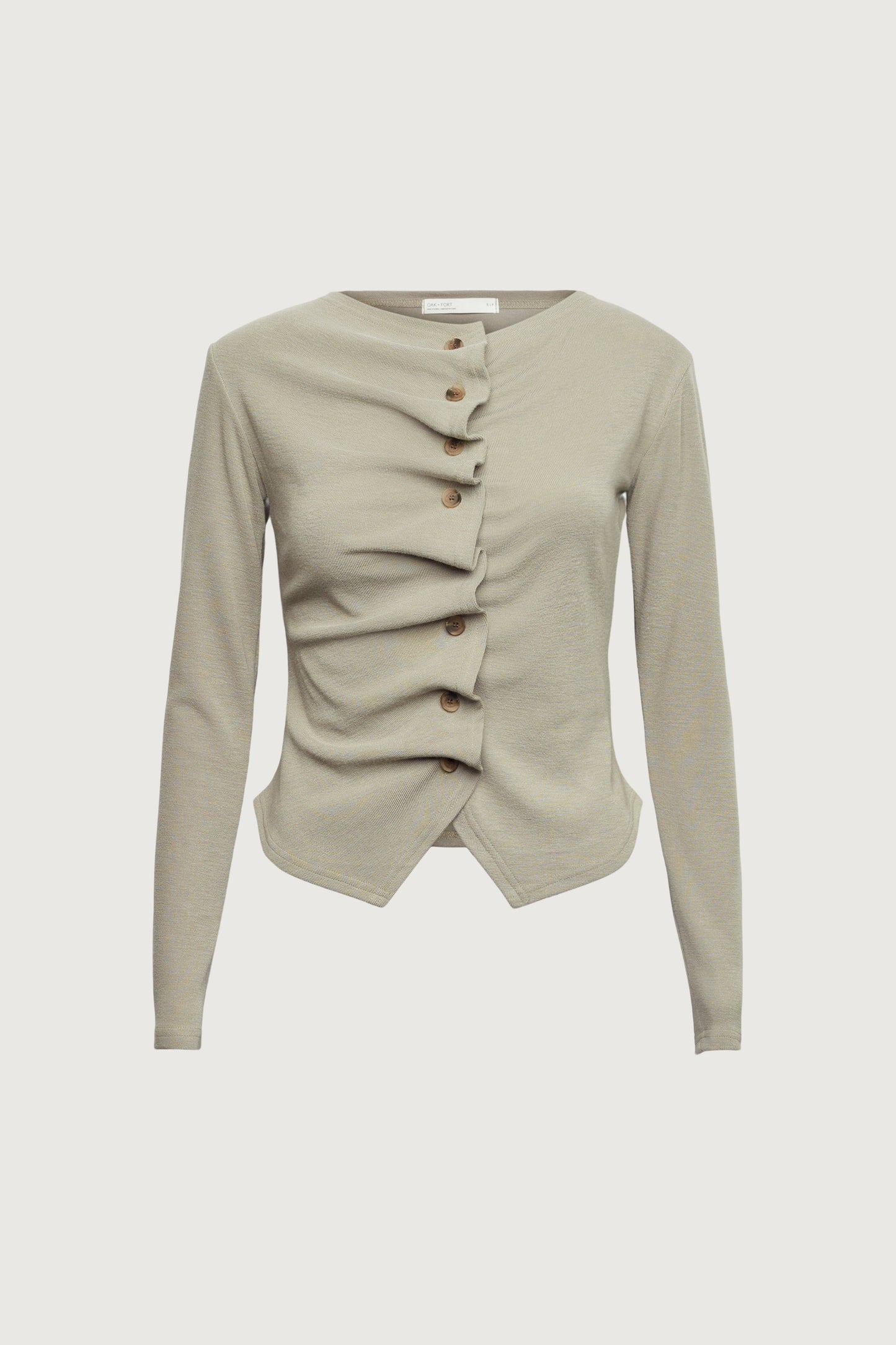 RUFFLE PLACKET BUTTON UP CARDIGAN