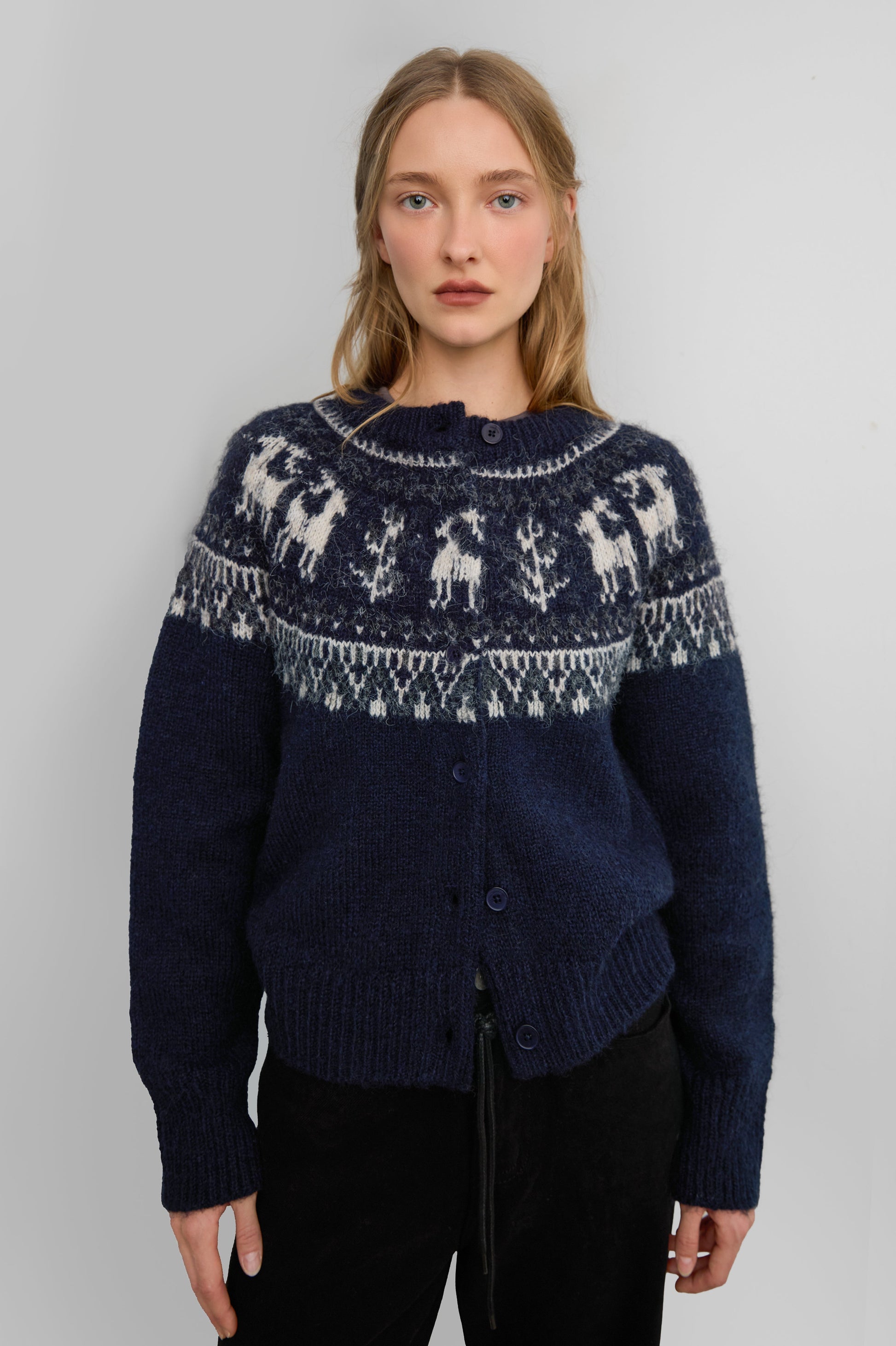 WOOL BLEND FAIR ISLE CARDIGAN