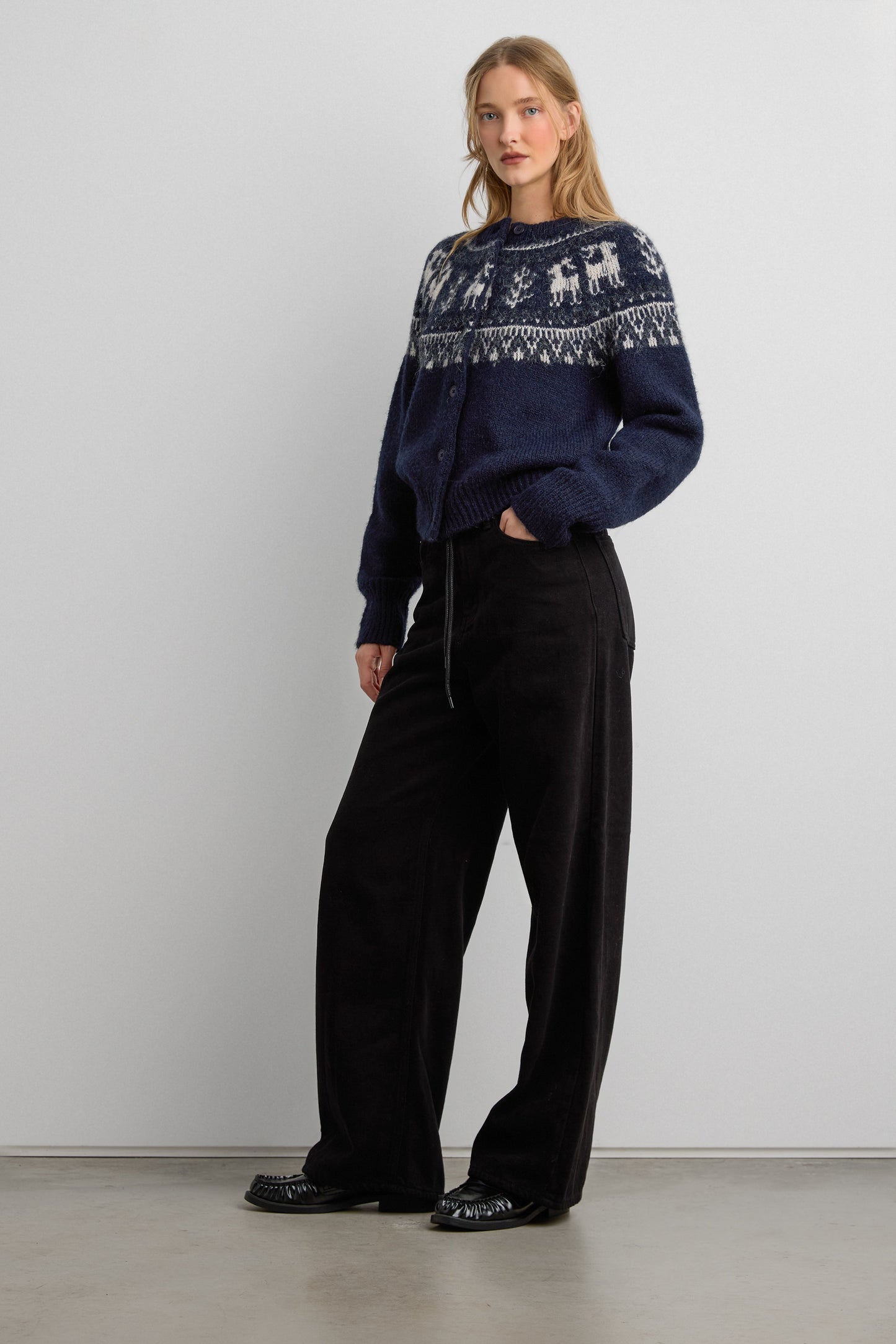 WOOL BLEND FAIR ISLE CARDIGAN
