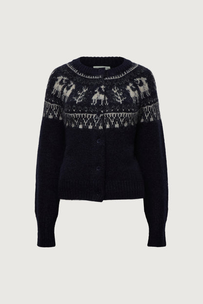 WOOL BLEND FAIR ISLE CARDIGAN