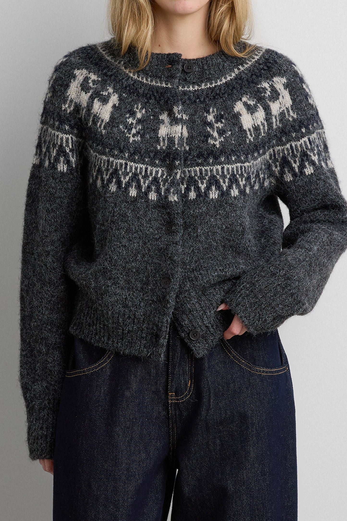 WOOL BLEND FAIR ISLE CARDIGAN