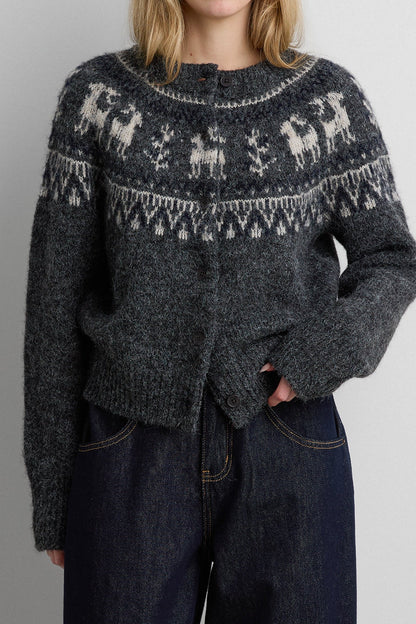 WOOL BLEND FAIR ISLE CARDIGAN
