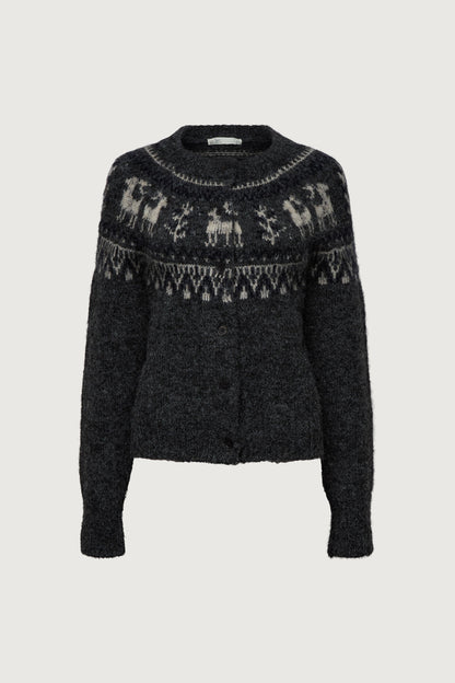 WOOL BLEND FAIR ISLE CARDIGAN