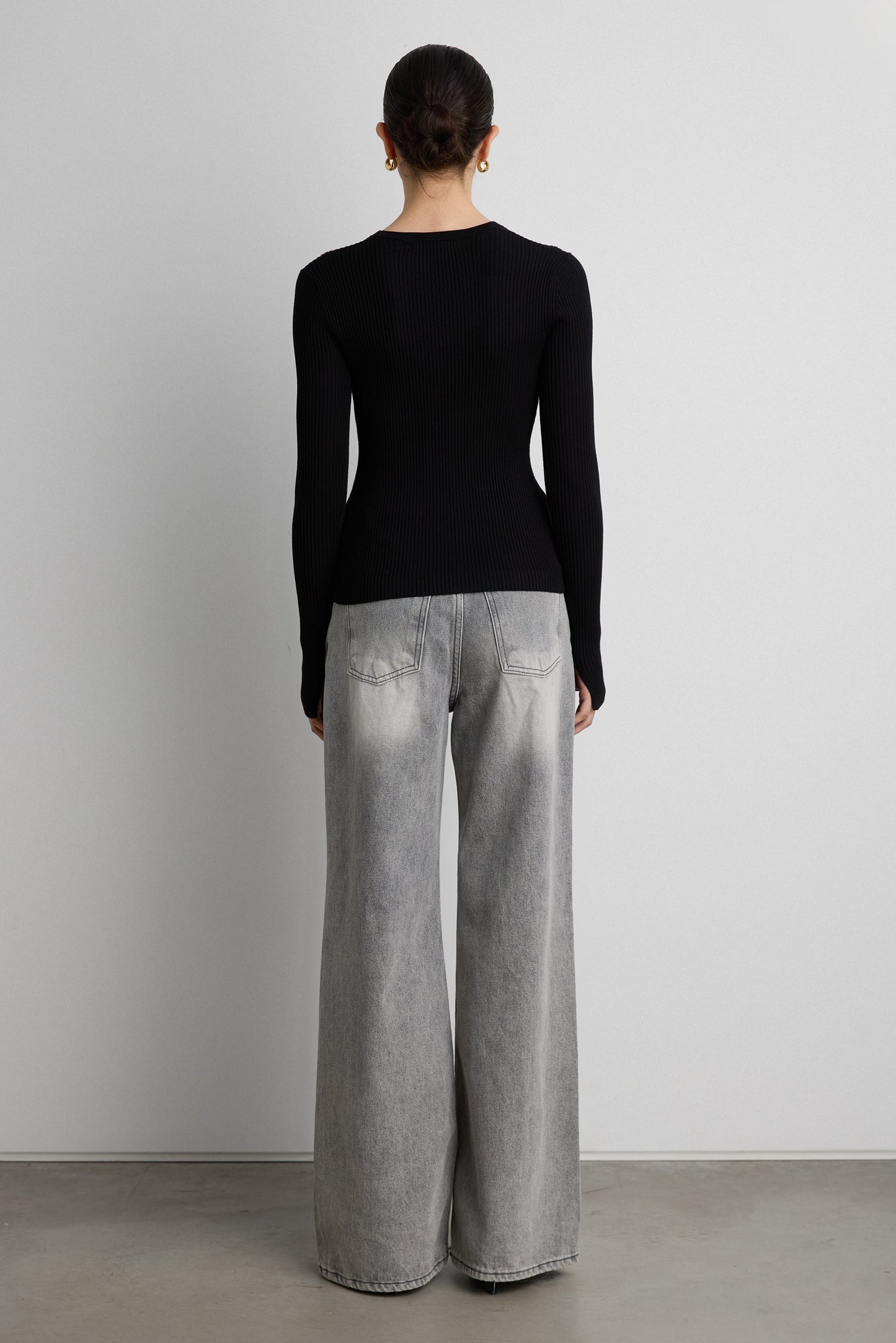 RIBBED HOOK AND EYE FRONT CARDIGAN